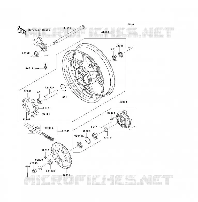 MOYEU ARRIERE Kawasaki MOTOS 650 2012 VERSYS 650 ABS  KLE650DCFW
