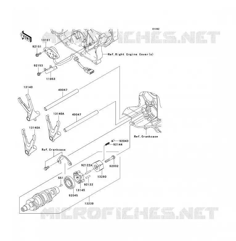 FOURCHETTE/BARRILLET DE SELECTION Kawasaki MOTOS 2000 2009 VN2000 CLASSIC  VN2000H9F