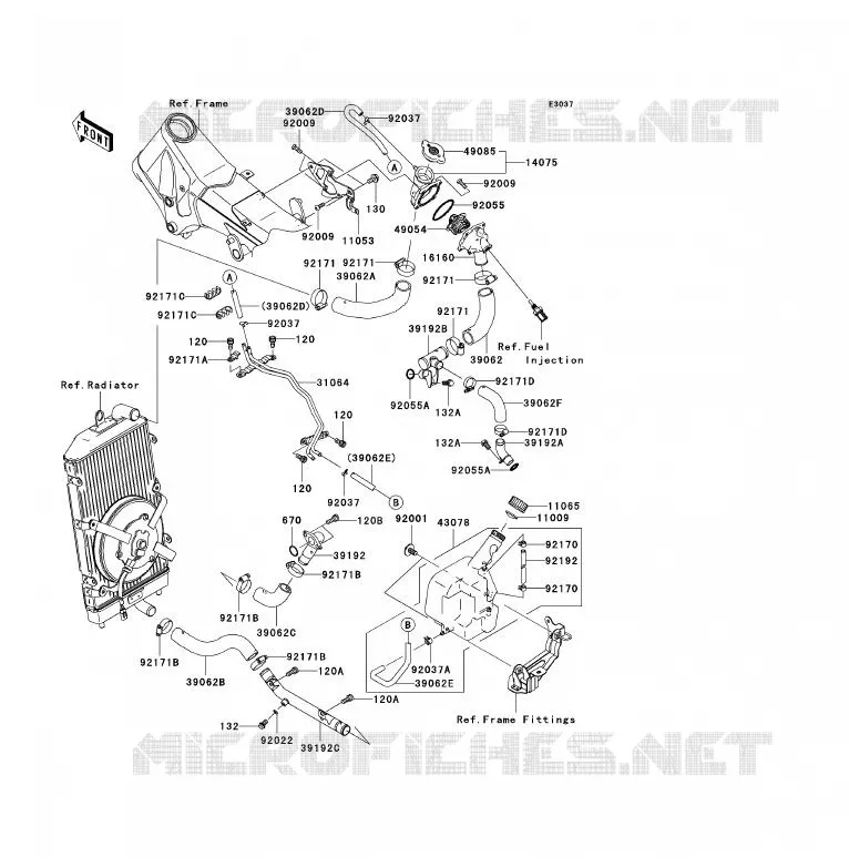 TUYAU D'EAU Kawasaki MOTOS 2000 2009 VN2000 CLASSIC  VN2000H9F