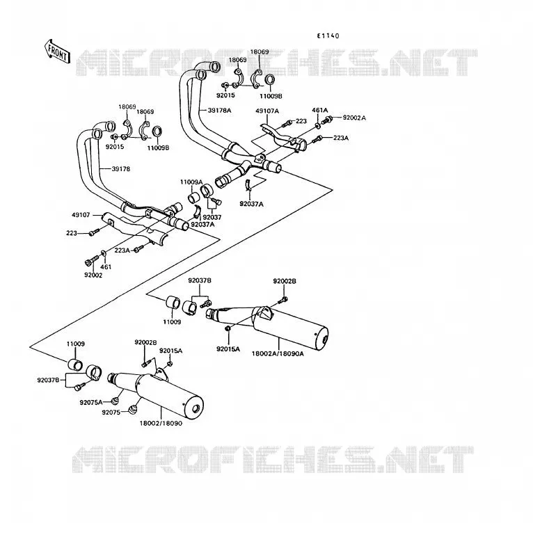 &Eacute;CHAPPEMENT Kawasaki MOTOS 1000 1993 1000GTR  ZG1000-A8