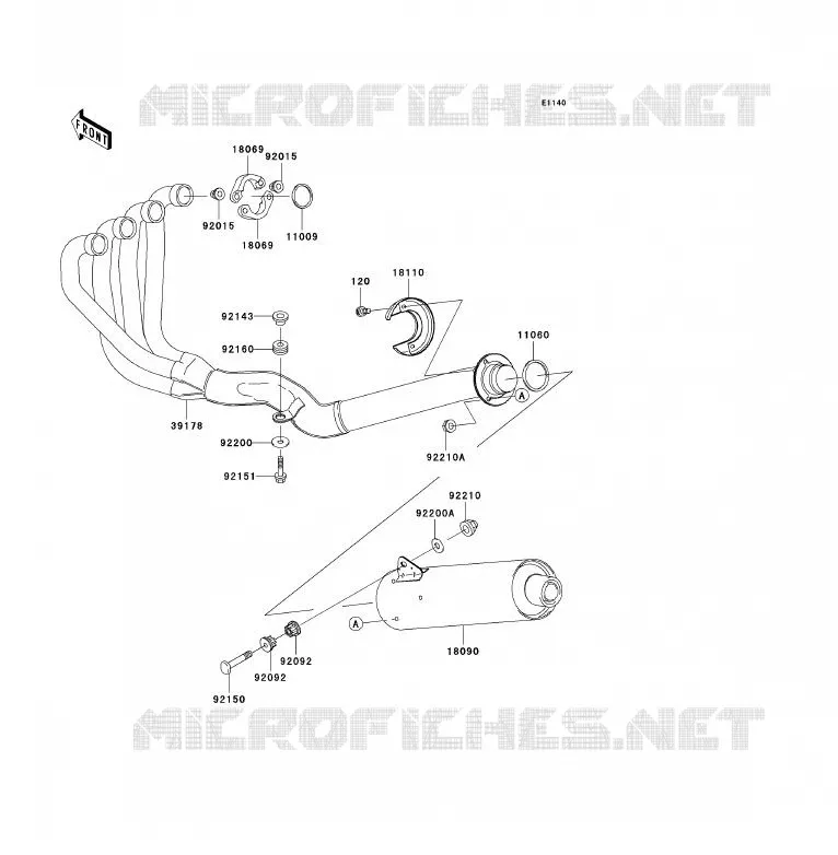 &Eacute;CHAPPEMENT Kawasaki MOTOS 1200 2001 ZRX1200  ZR1200-C1P