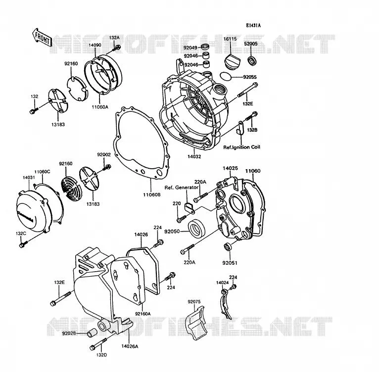 COUVERCLES MOTEUR Kawasaki MOTOS 600 1996 GPX600R  ZX600-C9