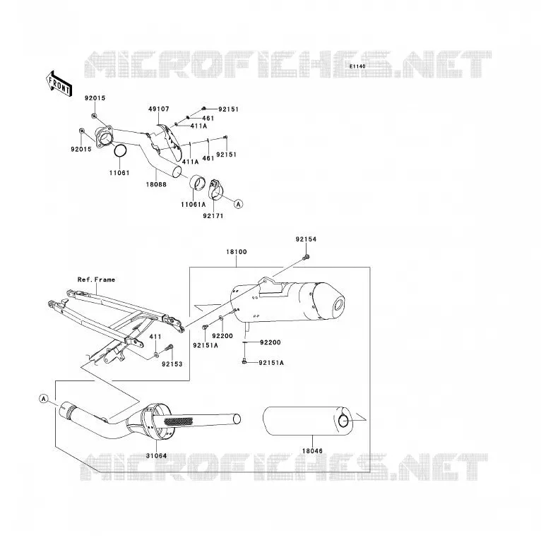 &Eacute;CHAPPEMENT Kawasaki TOUT-TERRAIN 450 2009 KX450F  KX450E9FA