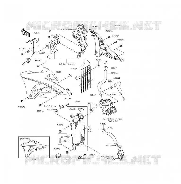RADIATEUR Kawasaki TOUT-TERRAIN 85 2016 KX85 - KX85 II  KX85DGF