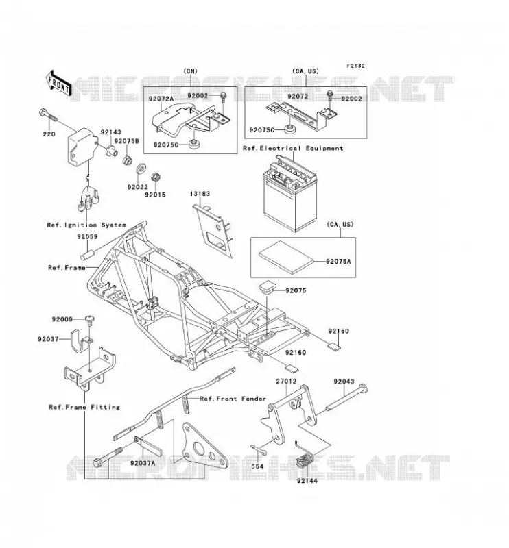 SUPPORT BATTERIE Kawasaki QUAD 220 1999 KLF220  KLF220-A12