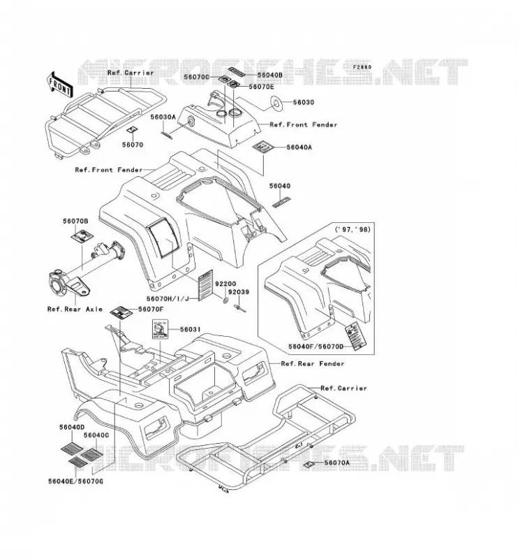 LABEL Kawasaki QUAD 220 2001 KLF220  KLF220-A14