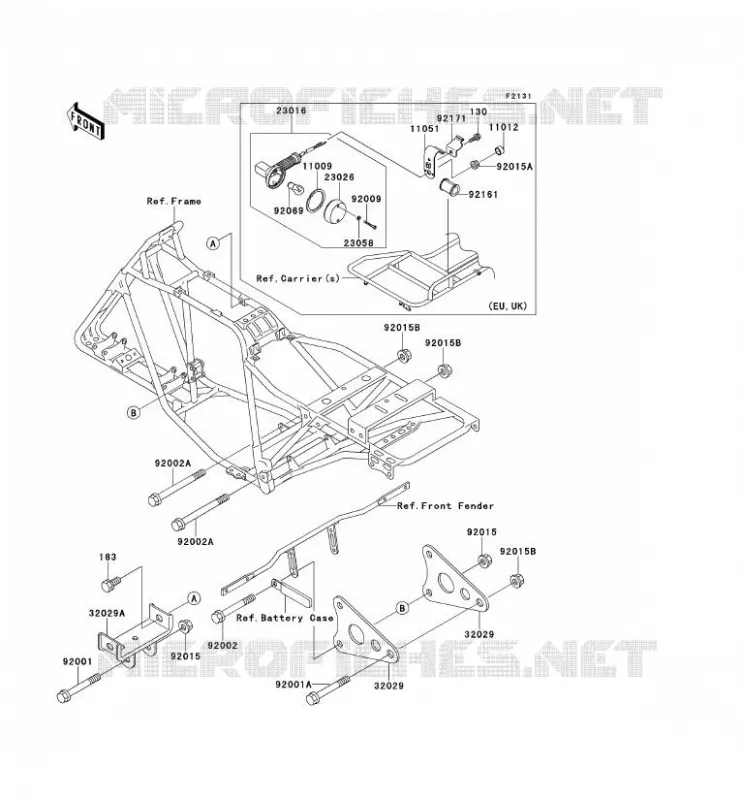 PIECE DE CADRE (COUVERTURE) Kawasaki QUAD 220 2001 KLF220  KLF220-A14