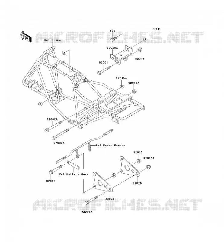 PIECE DE CADRE (COUVERTURE) Kawasaki QUAD 220 2001 KLF220  KLF220-A14
