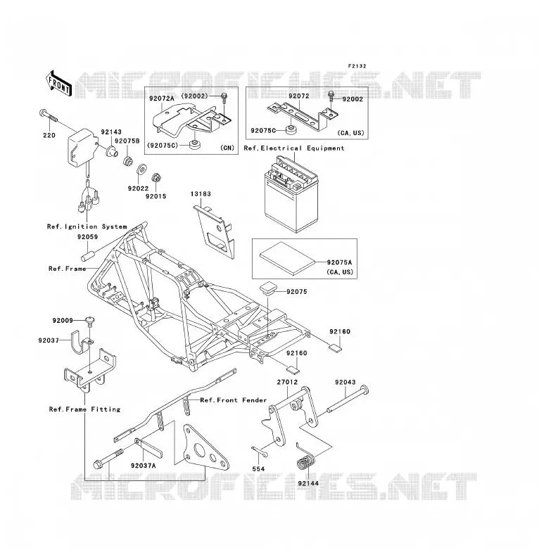 SUPPORT BATTERIE Kawasaki QUAD 220 2002 KLF220  KLF220-A15