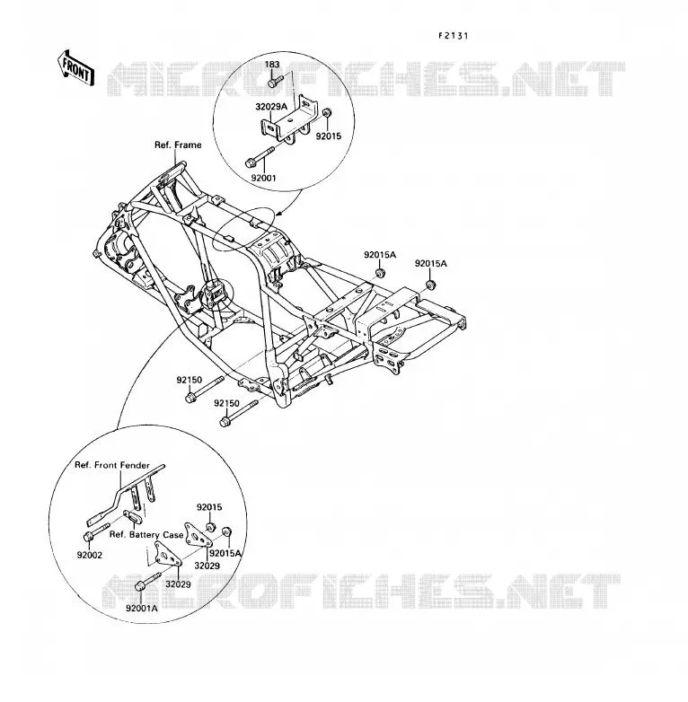 PIECE DE CADRE Kawasaki QUAD 220 1989 KLF220  KLF220-A2