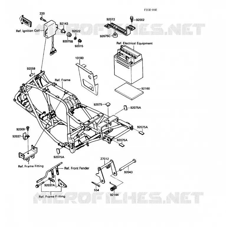 SUPPORT BATTERIE Kawasaki QUAD 220 1989 KLF220  KLF220-A2