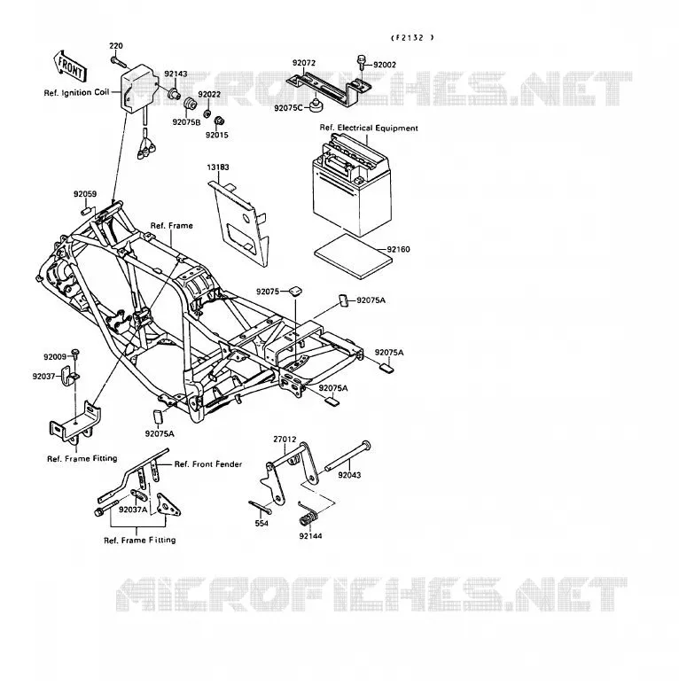 SUPPORT BATTERIE Kawasaki QUAD 220 1990 KLF220  KLF220-A3