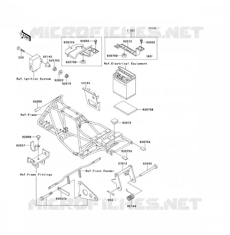 SUPPORT BATTERIE Kawasaki QUAD 220 1992 KLF220  KLF220-A5