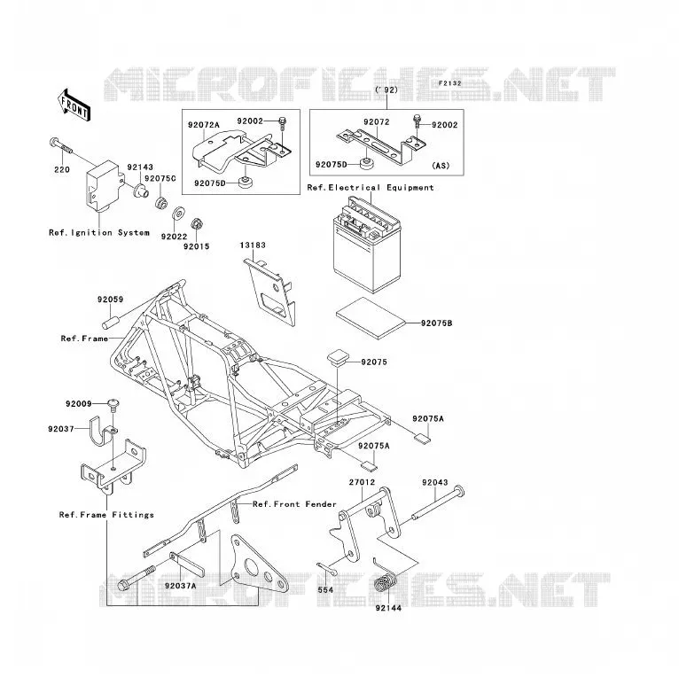SUPPORT BATTERIE Kawasaki QUAD 220 1994 KLF220  KLF220-A7