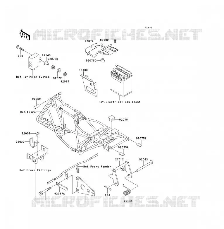 SUPPORT BATTERIE Kawasaki QUAD 220 1996 KLF220  KLF220-A9