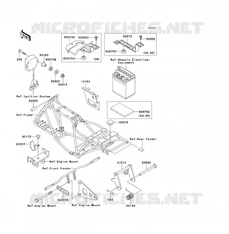 PIECE DE CADRE (COUVERTURE) Kawasaki QUAD 250 2003 KLF250  KLF250-A1