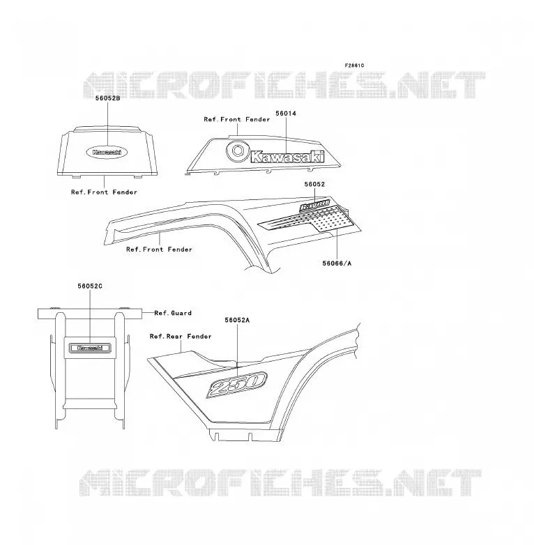 STICKER(GREEN) Kawasaki QUAD 250 2004 KLF250  KLF250-A2