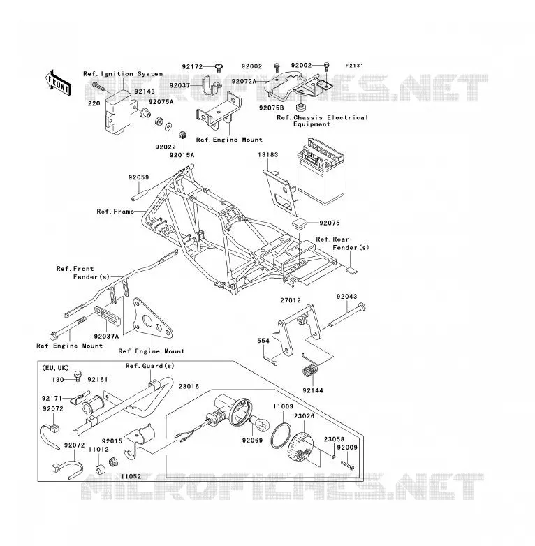 PIECE DE CADRE (COUVERTURE) Kawasaki QUAD 250 2006 KLF250  KLF250A6F