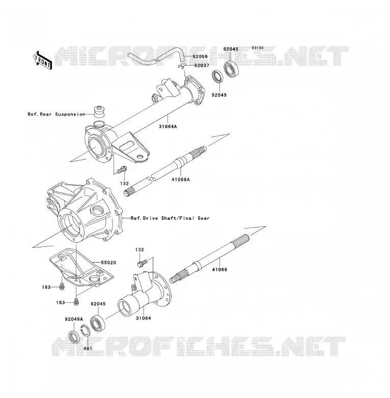 AXE ARRI&Egrave;RE Kawasaki QUAD 250 2006 KLF250  KLF250A6F
