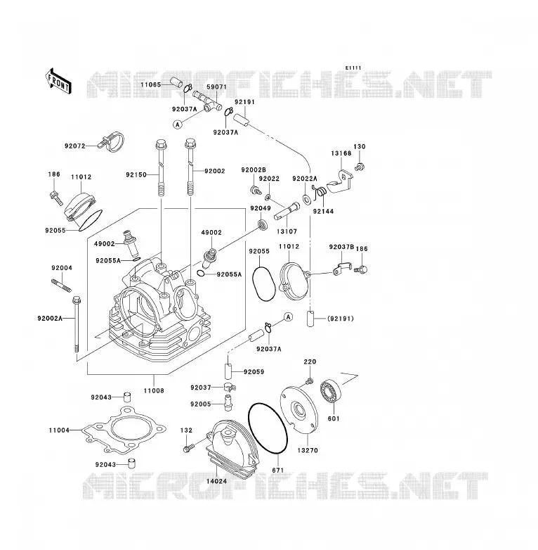 CULASSE Kawasaki QUAD 250 2008 KLF250  KLF250A8F