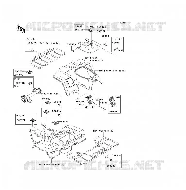 LABEL Kawasaki QUAD 250 2009 KLF250  KLF250A9F