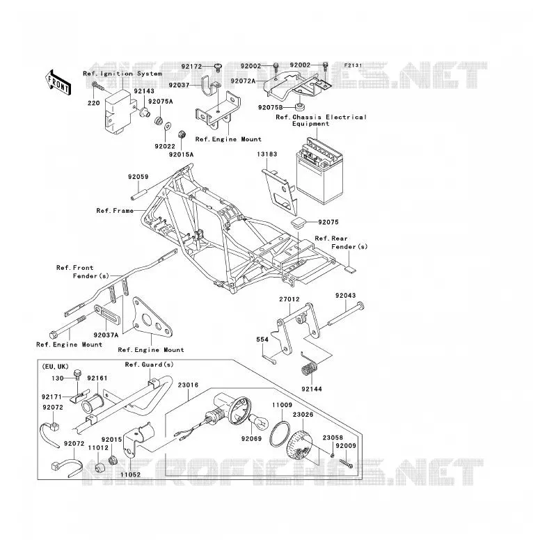 PIECE DE CADRE (COUVERTURE) Kawasaki QUAD 250 2009 KLF250  KLF250A9F