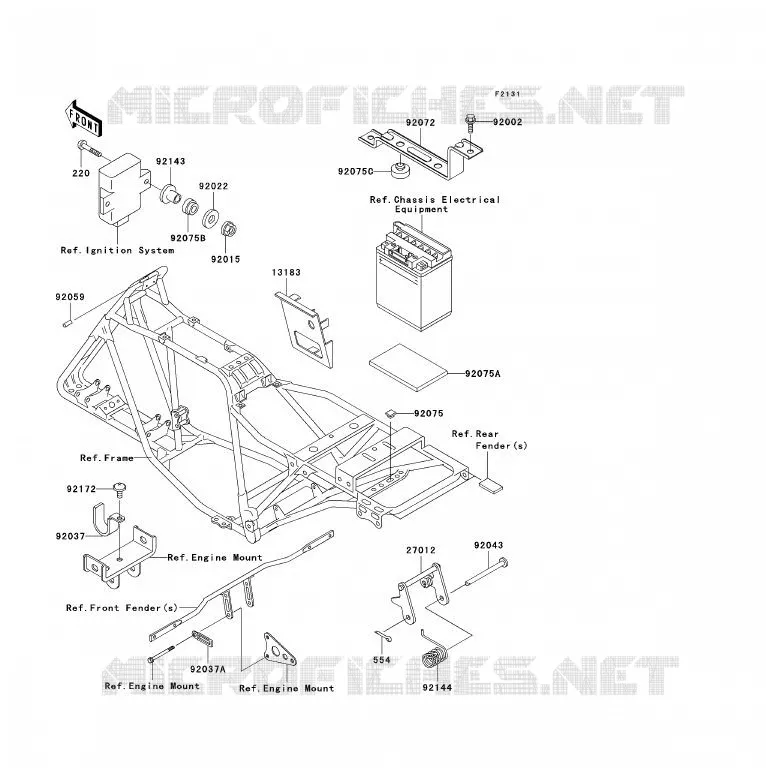 PIECE DE CADRE (COUVERTURE) Kawasaki QUAD 250 2009 KLF250  KLF250A9F