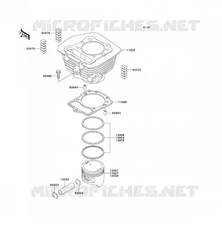 CYLINDRE/PISTON Kawasaki QUAD 300 2003 KLF300  KLF300-B16