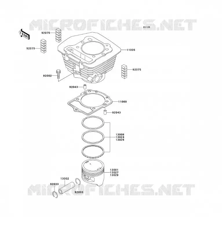 CYLINDRE/PISTON Kawasaki QUAD 300 2005 KLF300  KLF300-B18