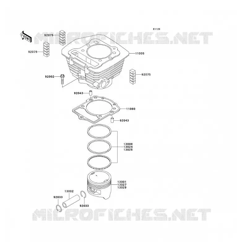CYLINDRE/PISTON Kawasaki QUAD 300 2006 KLF300  KLF300B6F