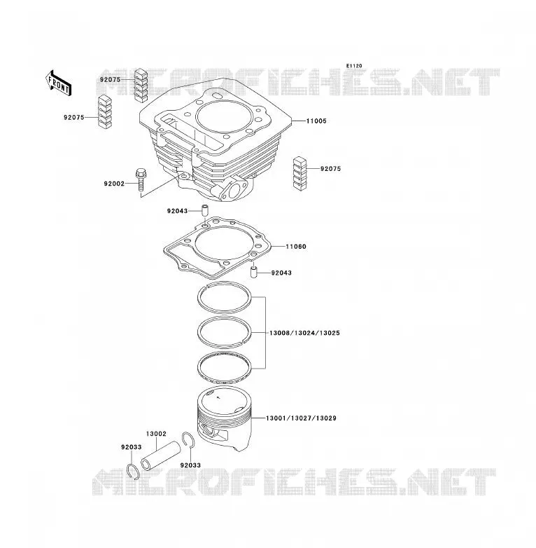 CYLINDRE/PISTON Kawasaki QUAD 300 1994 KLF300  KLF300-B7
