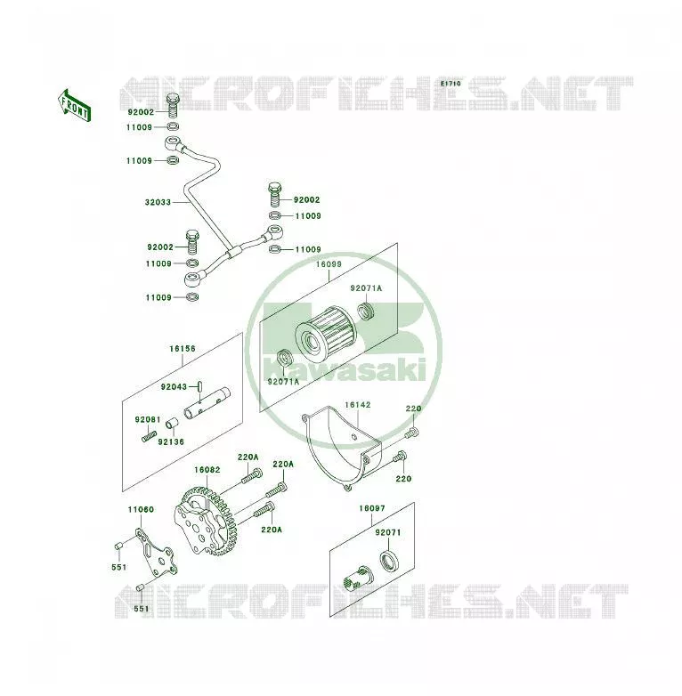 POMPE A HUILE/FILTRE &Agrave; HUILE Kawasaki QUAD 300 1995 KLF300  KLF300-B8