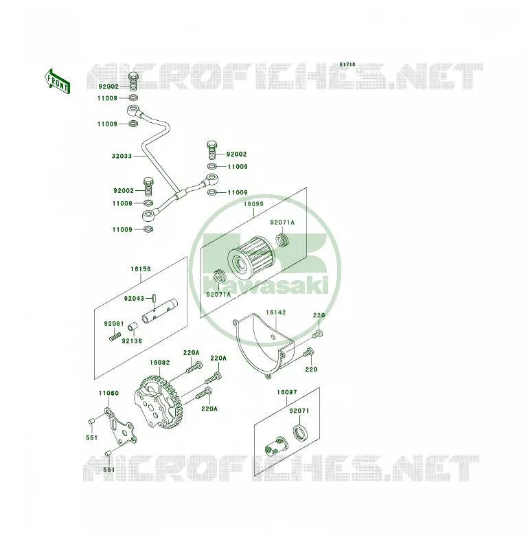 POMPE A HUILE/FILTRE &Agrave; HUILE Kawasaki QUAD 300 1995 KLF300  KLF300-B8
