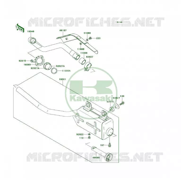 &Eacute;CHAPPEMENT Kawasaki QUAD 300 1995 KLF300  KLF300-B8A