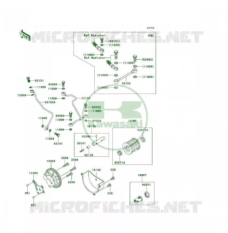 POMPE A HUILE/FILTRE &Agrave; HUILE Kawasaki QUAD 300 1998 KLF300 4X4  KLF300-C10