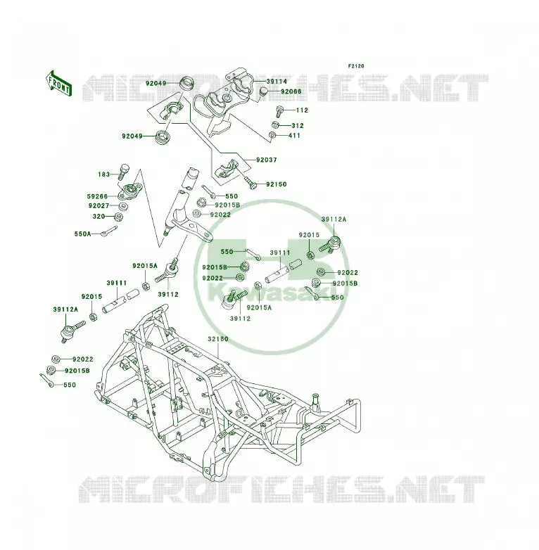 CH&Acirc;SSIS Kawasaki QUAD 300 2000 KLF300 4X4  KLF300-C12