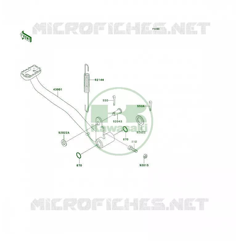 PEDALE DE FREIN Kawasaki QUAD 300 2000 KLF300 4X4  KLF300-C12