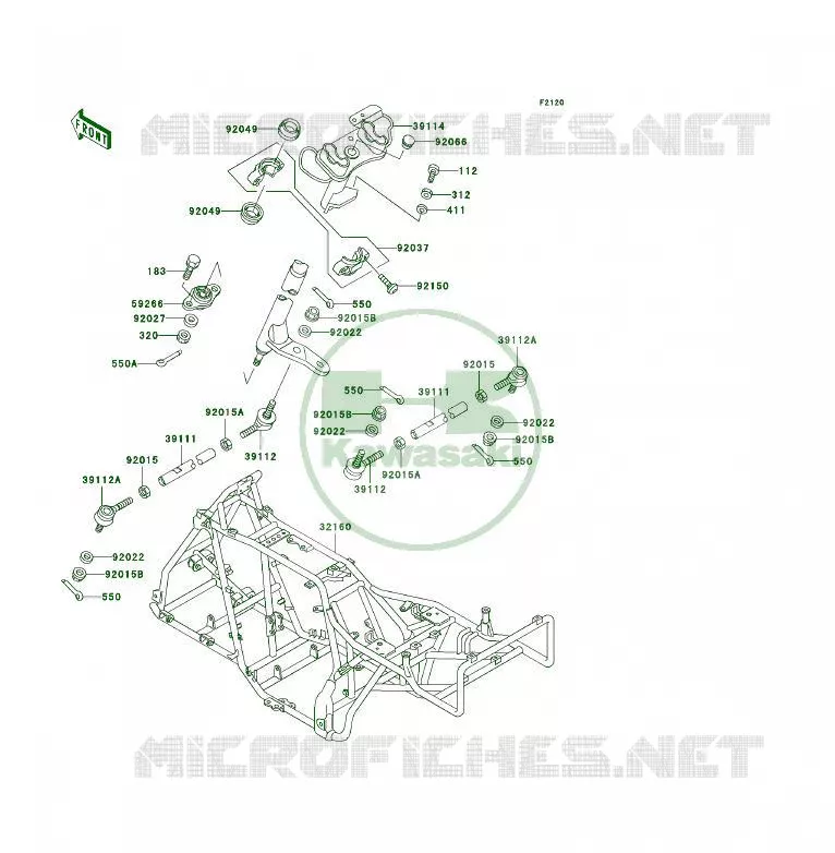 CH&Acirc;SSIS Kawasaki QUAD 300 2000 KLF300 4X4  KLF300-C12