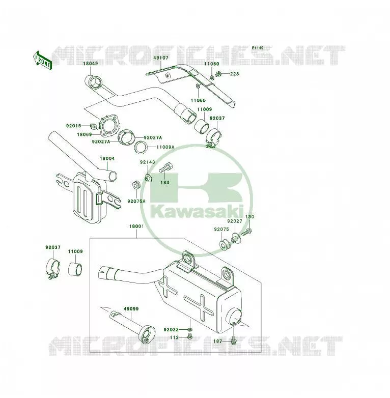 &Eacute;CHAPPEMENT Kawasaki QUAD 300 2002 KLF300 4X4  KLF300-C14