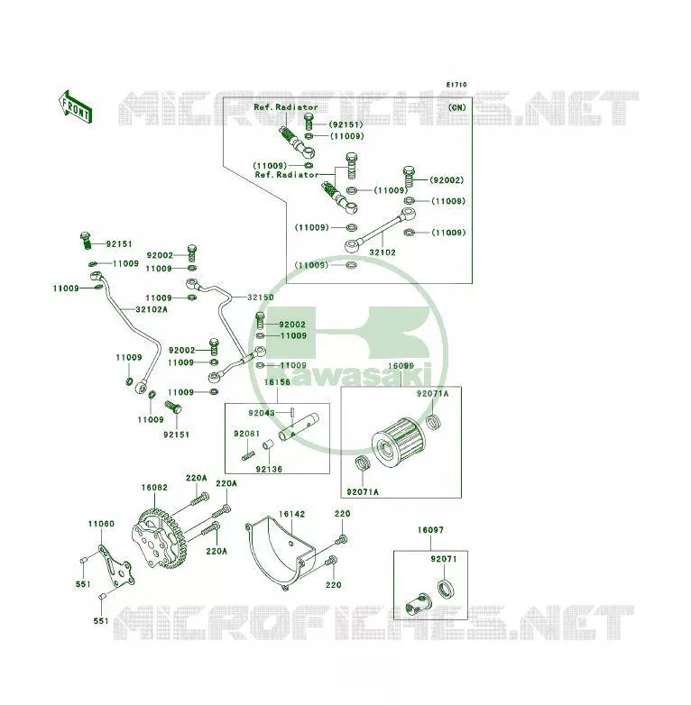 POMPE A HUILE/FILTRE &Agrave; HUILE Kawasaki QUAD 300 2002 KLF300 4X4  KLF300-C14