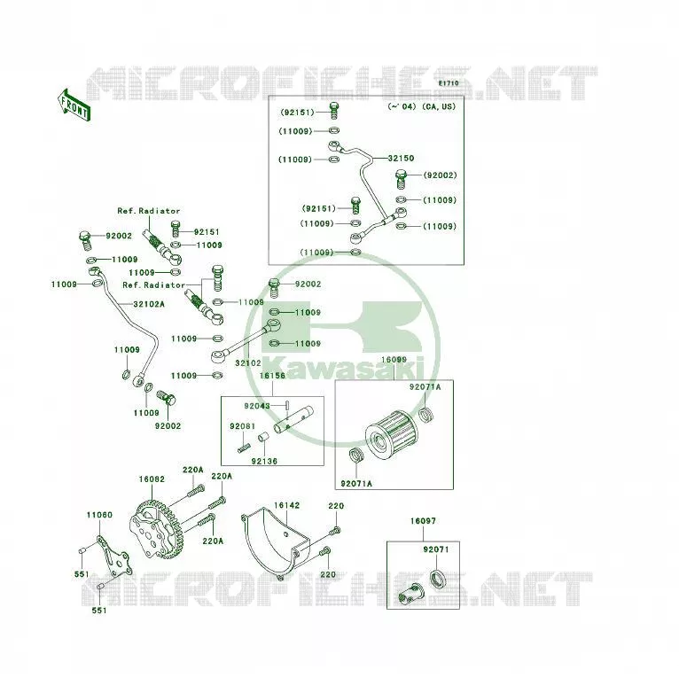 POMPE A HUILE/FILTRE &Agrave; HUILE Kawasaki QUAD 300 2003 KLF300 4X4  KLF300-C15