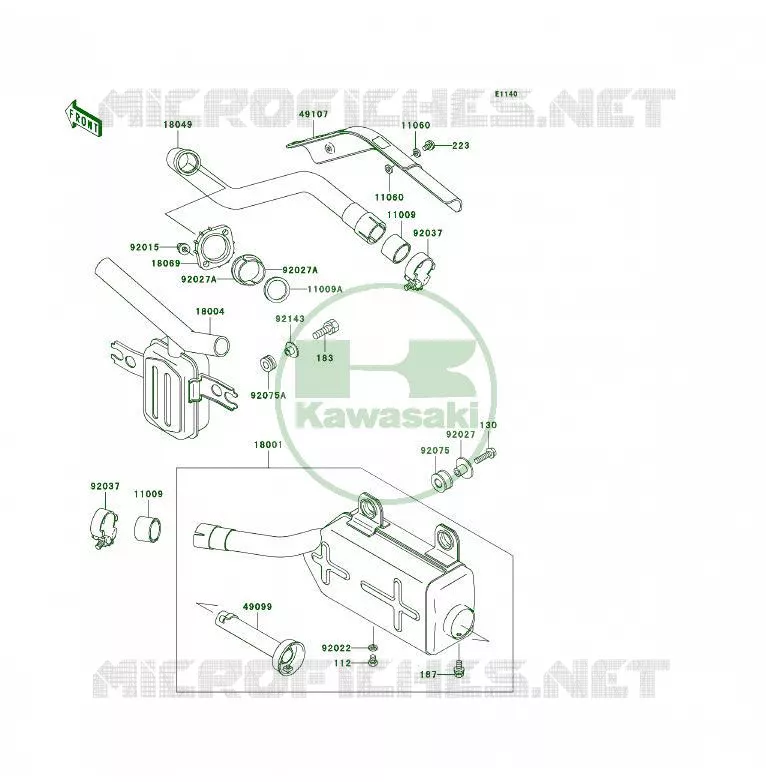 &Eacute;CHAPPEMENT Kawasaki QUAD 300 2003 KLF300 4X4  KLF300-C15