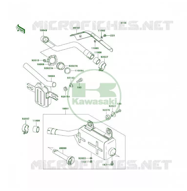 &Eacute;CHAPPEMENT Kawasaki QUAD 300 2005 KLF300 4X4  KLF300-C17