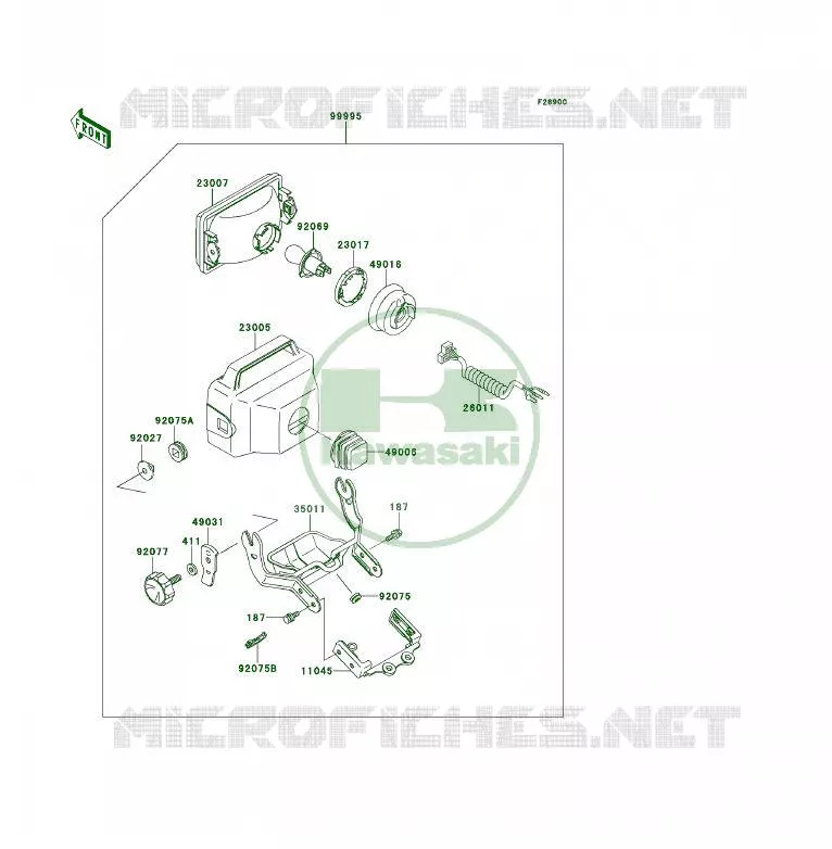 PIECE EN OPTION(PHARE) Kawasaki QUAD 300 1990 KLF300 4X4  KLF300-C2