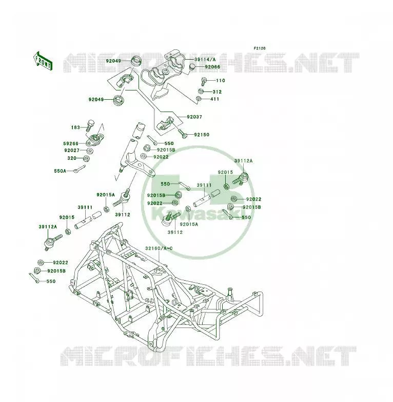 CH&Acirc;SSIS Kawasaki QUAD 300 1990 KLF300 4X4  KLF300-C2