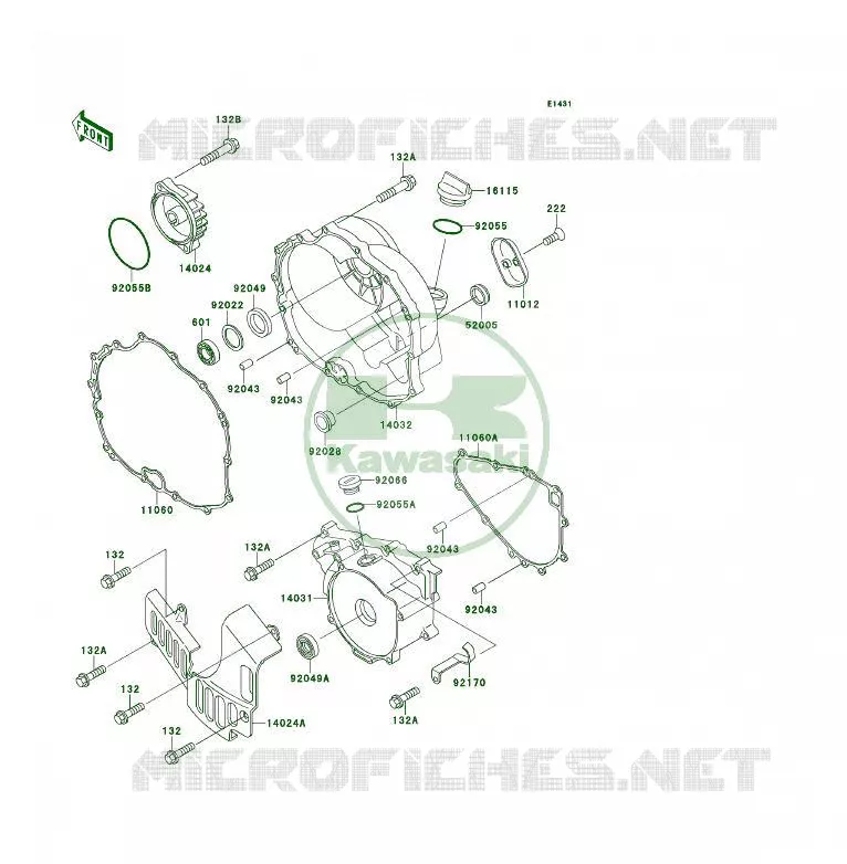 COUVERCLES MOTEUR Kawasaki QUAD 300 1990 KLF300 4X4  KLF300-C2