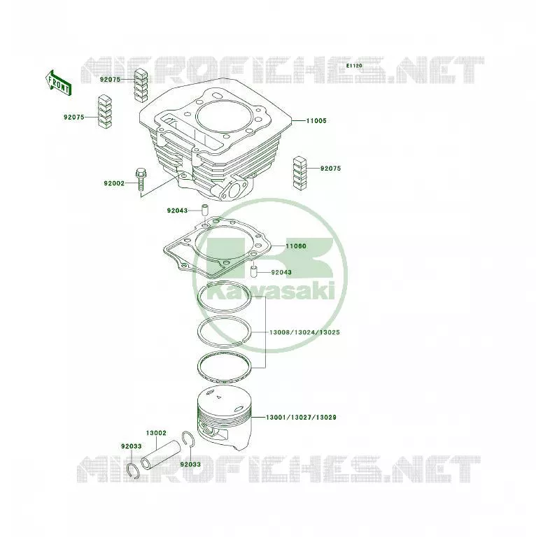 CYLINDRE/PISTON Kawasaki QUAD 300 1992 KLF300 4X4  KLF300-C4