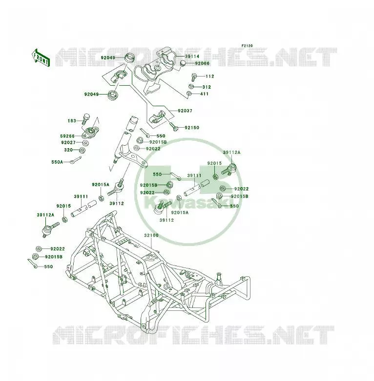 CH&Acirc;SSIS Kawasaki QUAD 300 1993 KLF300 4X4  KLF300-C5