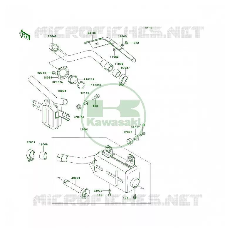 &Eacute;CHAPPEMENT Kawasaki QUAD 300 1993 KLF300 4X4  KLF300-C5