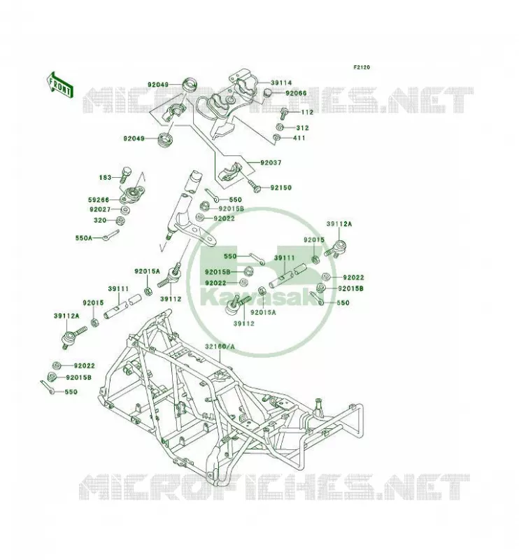 CH&Acirc;SSIS Kawasaki QUAD 300 1995 KLF300 4X4  KLF300-C7